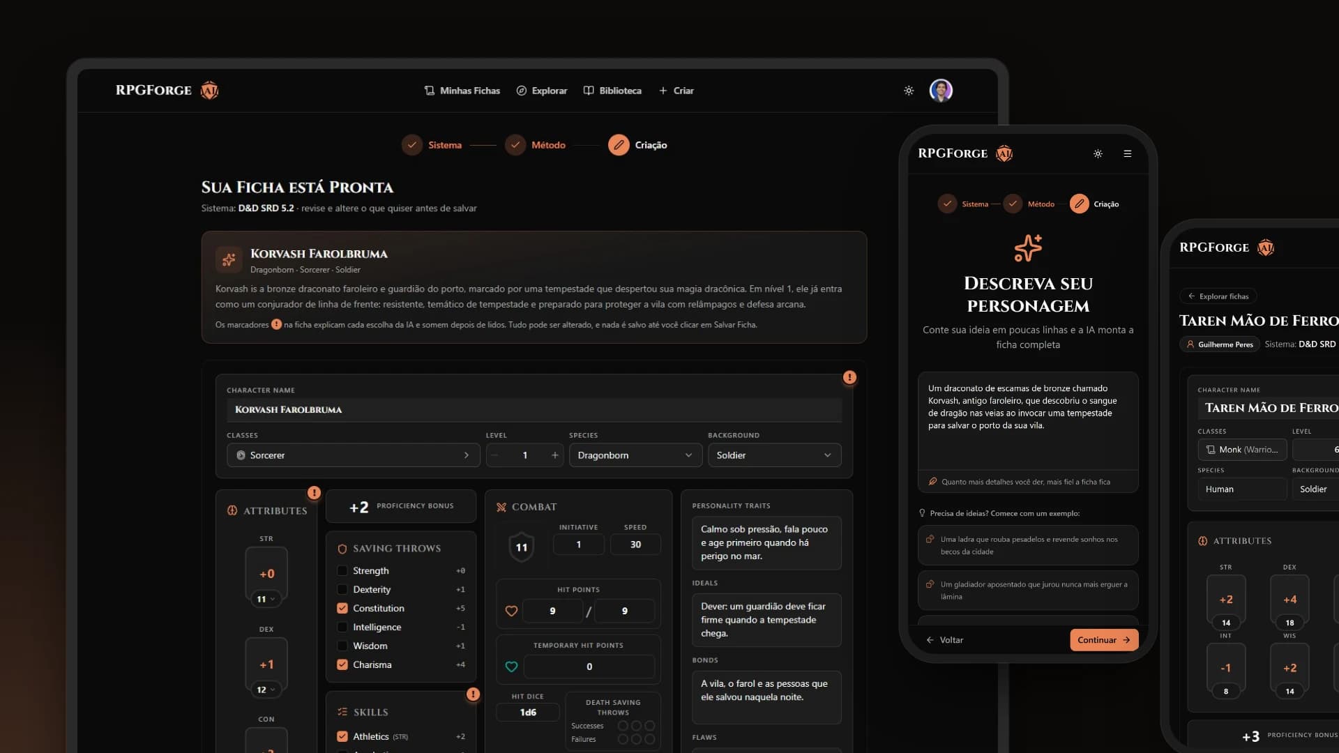 Telas do projeto RPGForge AI